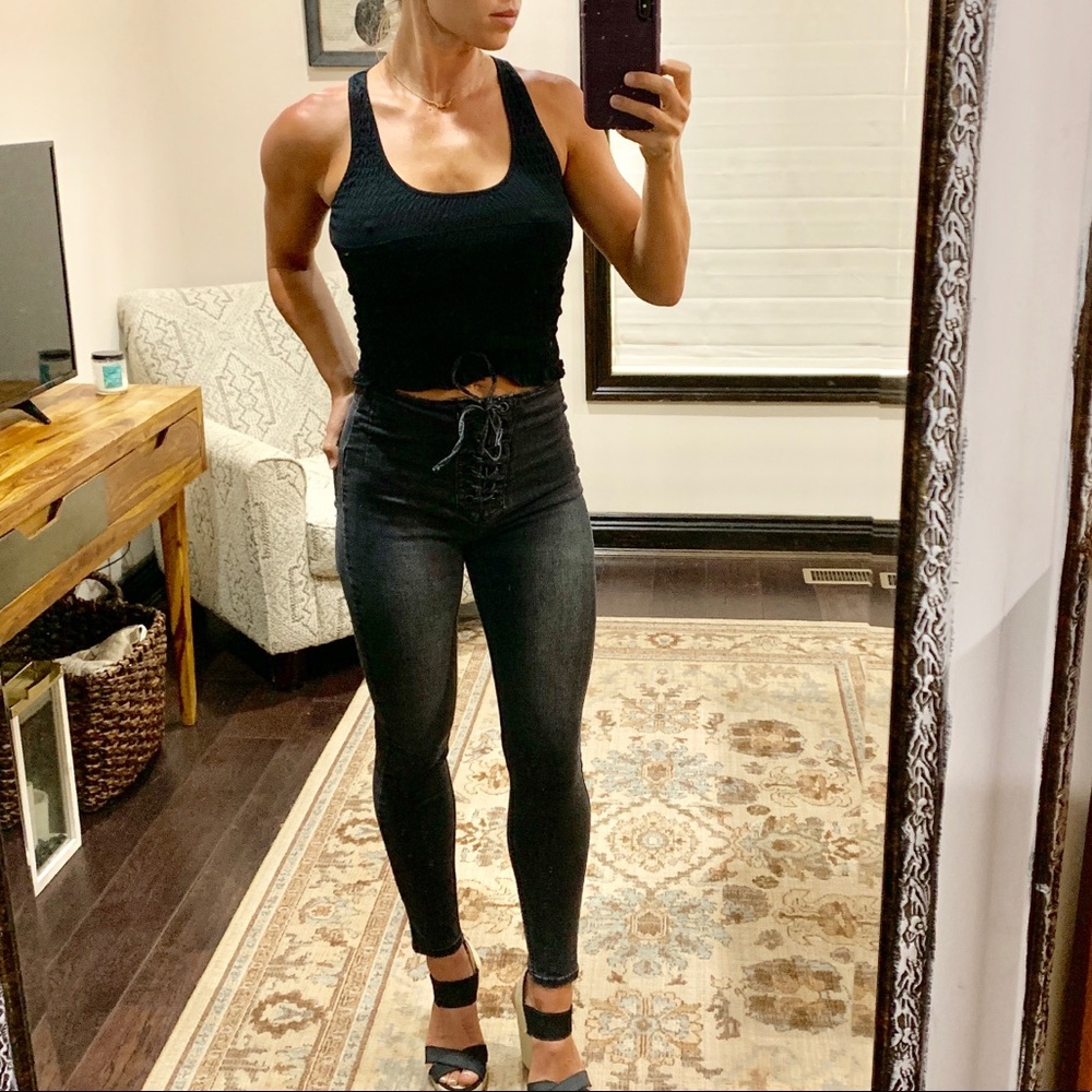 Black racerback crop top